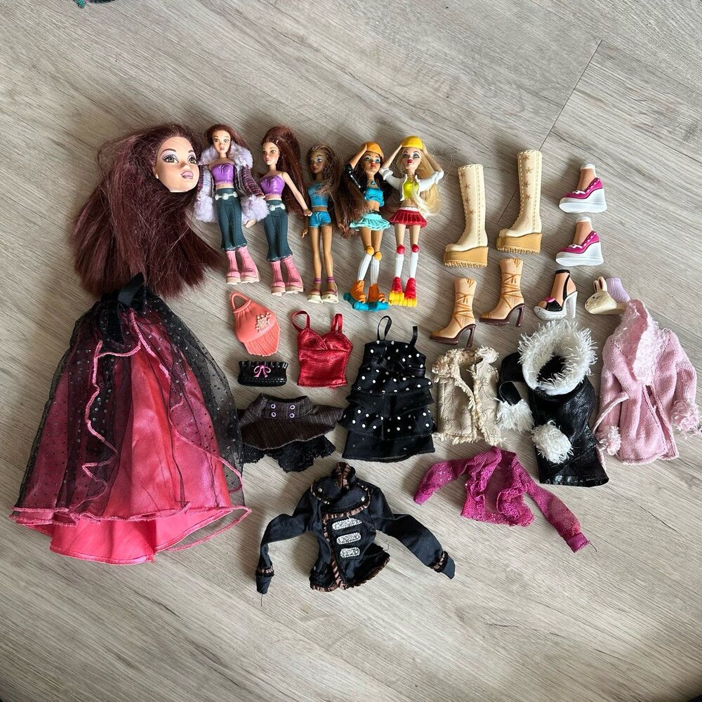 Vintage Y2K My Scene Barbie Dolls Clothes Shoes Mini Dolls Chelsea Head Lot
